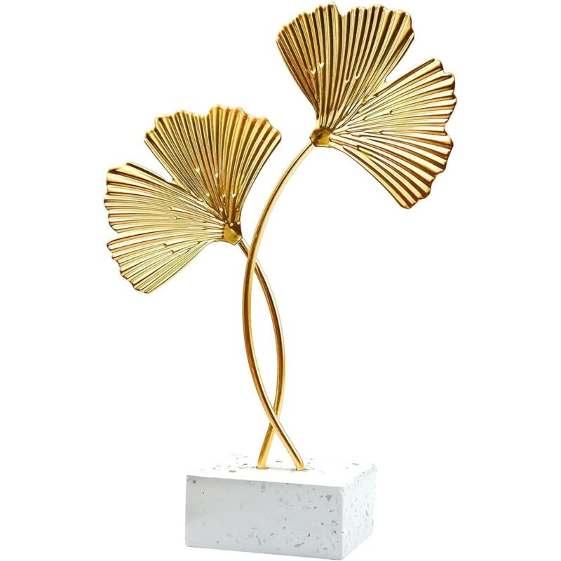 foto del prodotto decorazione per soggiorno, statua per decorazione d interni, scultura in foglia di metallo di ginkgo biloba, ornamento per soggiorno, ufficio,