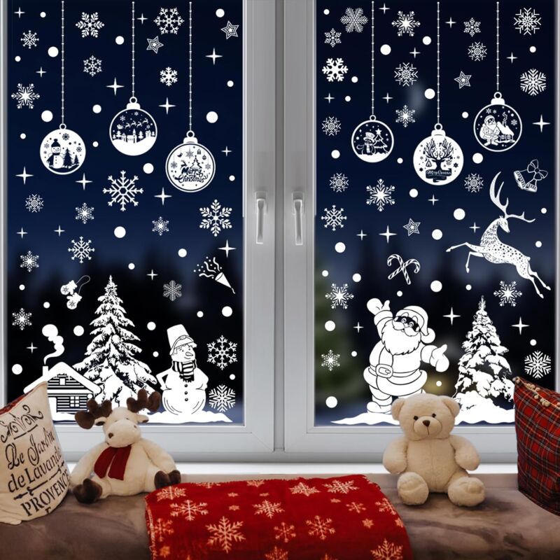 foto del prodotto adesivo per finestra di natale decorazione per finestra di natale adesivi per finestra di natale decorazione per finestra di natale con fiocco di