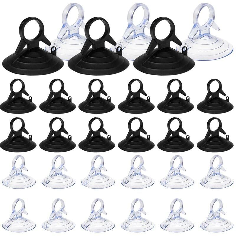 foto del prodotto cyslmuk 30 pezzi ventosa per visiera parasole, ventosa da 45 mm senza ganci ventosa, ventose in pvc mini ventosa trasparente e nera, ventosa per