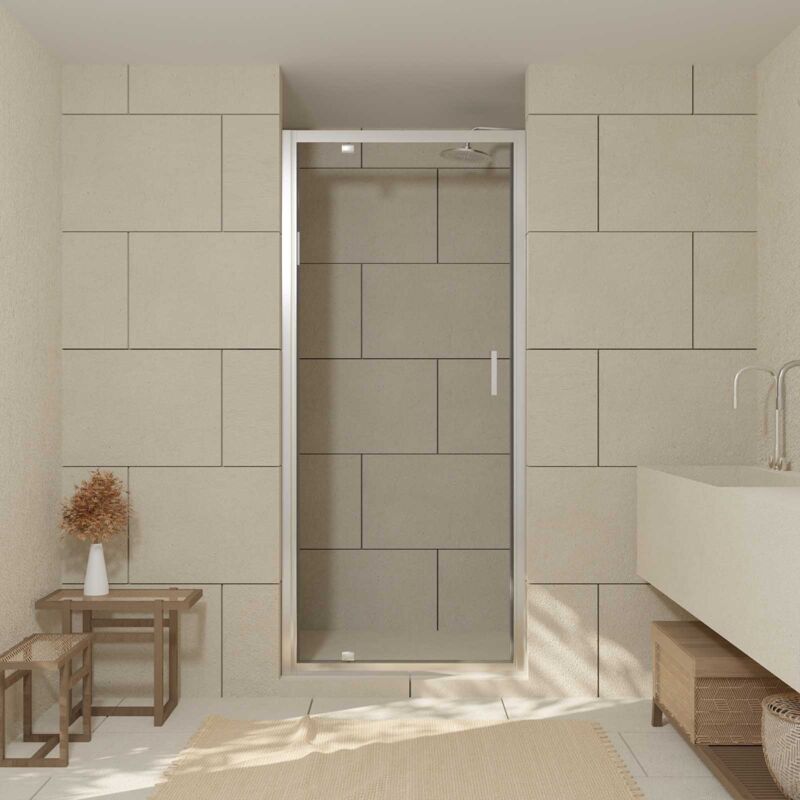 foto del prodotto porta doccia battente 90x200cm profili cromo vetro temperato 6mm chromed crush