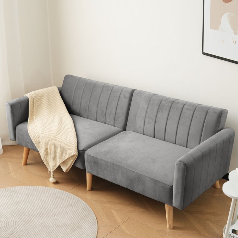foto del prodotto divani dritti 178x75x68cm divani letti 2 in 1, 2 posti, moderno, gambe in rovere, soggiorno appartamento, grigio scuro