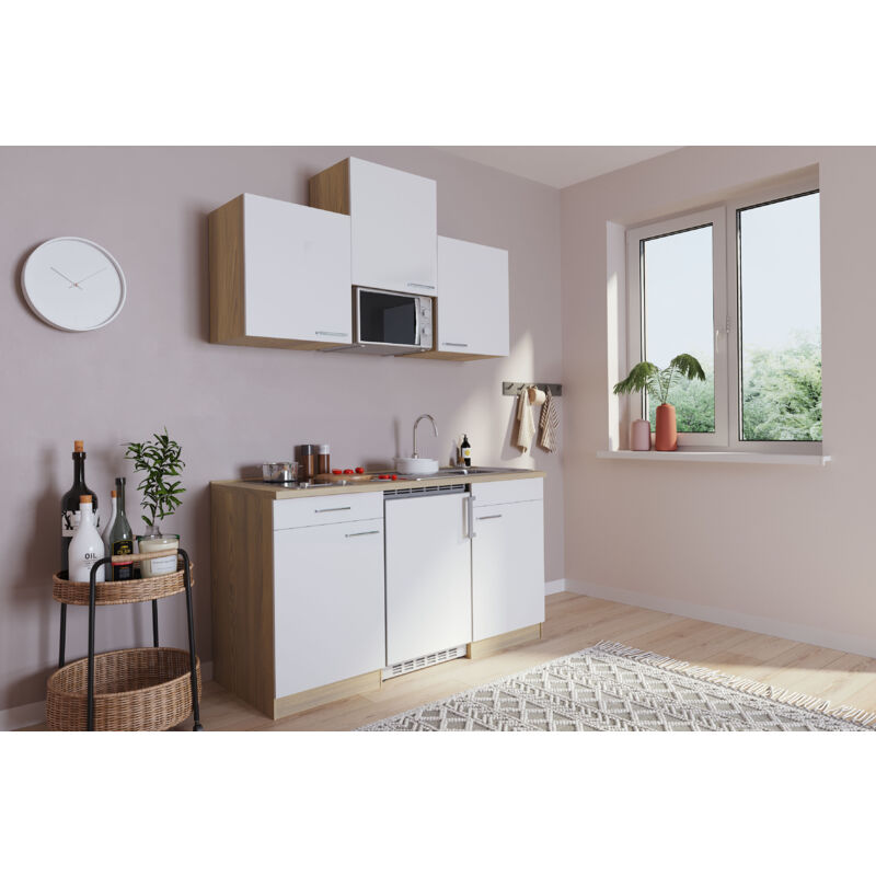 foto del prodotto cucina mini cucina cucina singola angolo cottura dispensa rovere bianco luis 150 cm respecta