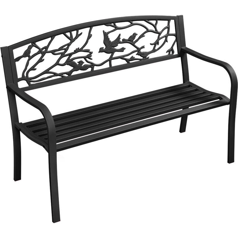 foto del prodotto panca da giardino 127 cm 52 cm 86 cm panchina da patio con braccioli schienale nero yaheetech