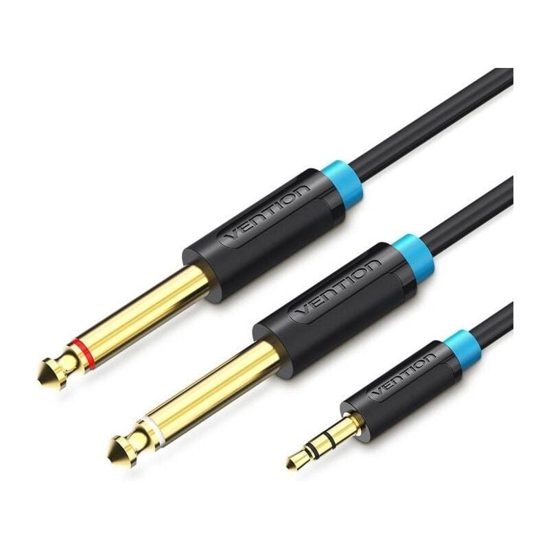 foto del prodotto venzione cavo stereo bacbi jack 3,5 maschio 2x jack 6,5 maschio 3m nero