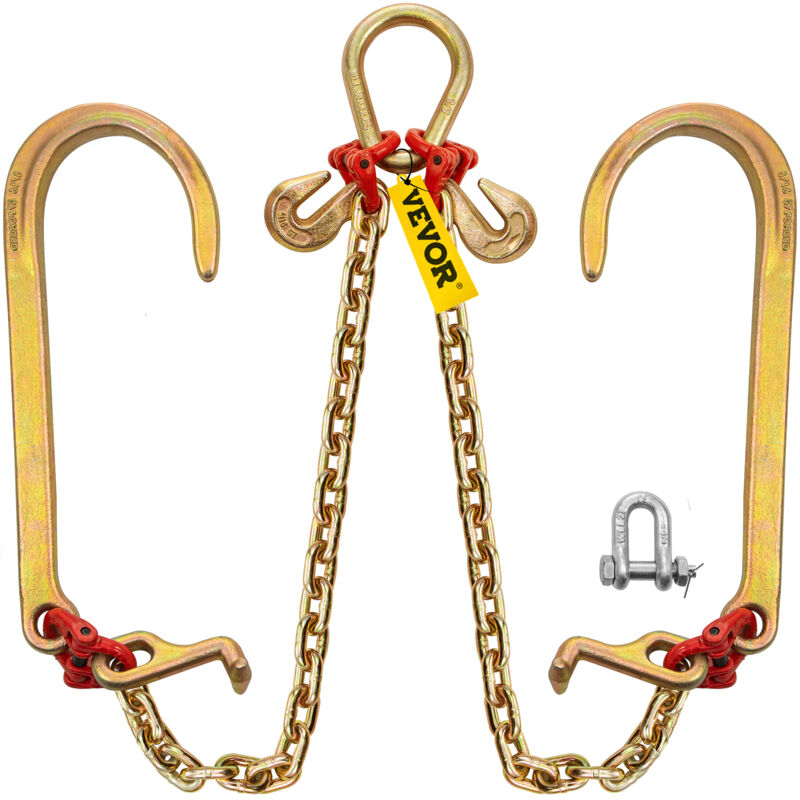 foto del prodotto vevor v bridle chain, catena da traino per briglia da 5 16 pollici x 2 piedi, catena da trasporto con briglia a v di grado 80, resistenza alla
