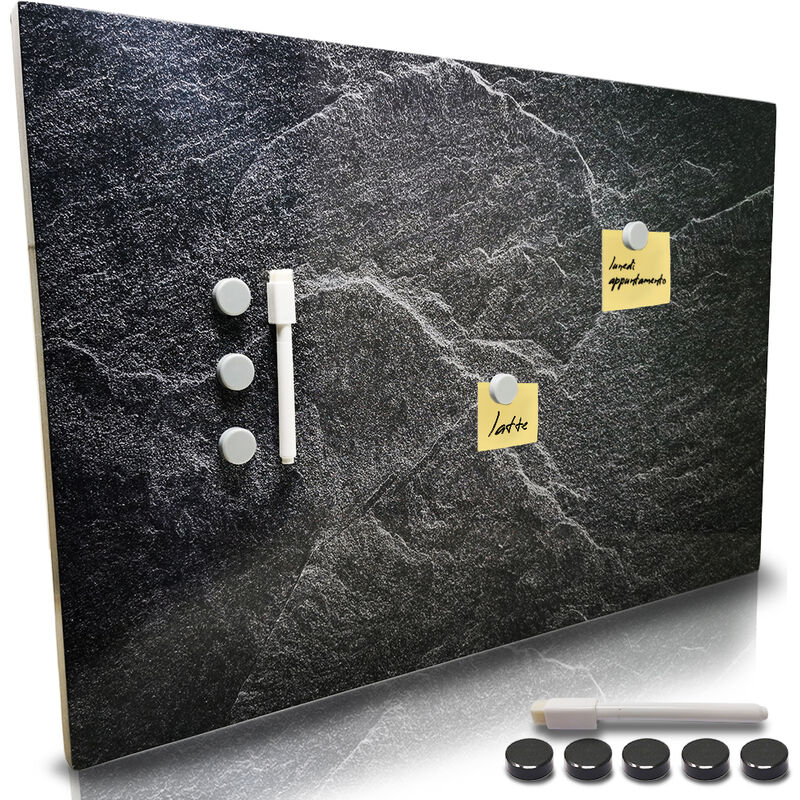 foto del prodotto lavagna magnetica stampa marmo nero 60x40 cm 1 pennarello cancellabile 5 magneti