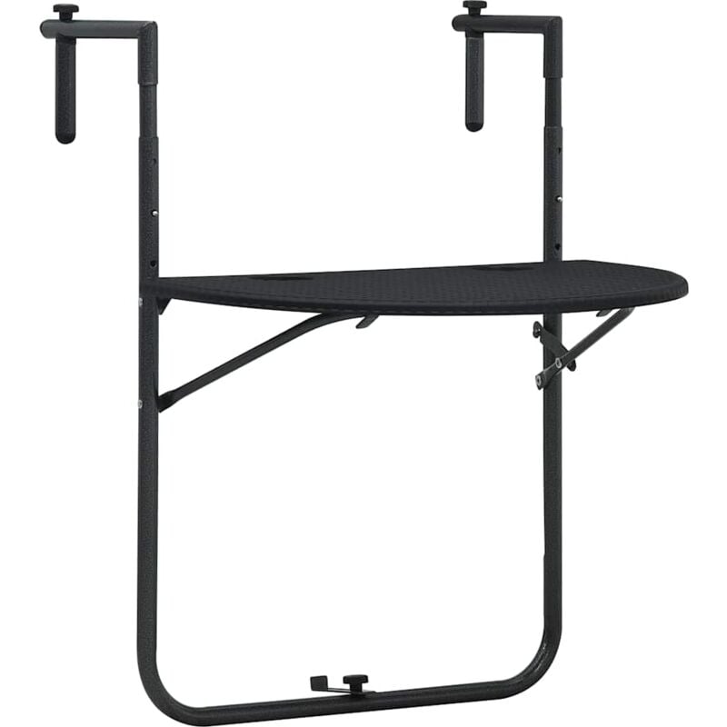 foto del prodotto vidaxl tavolo da balcone pensile nero 60x64x83,5cm plastica rattan