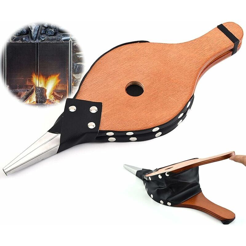 immagine 0 del prodotto mantice per camino mantice per griglia soffiatore per aria in legno soffiatore per fuoco in camino mantice per camino a carbone 37,7x13,7 cm