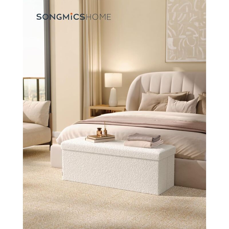 foto del prodotto songmics home cassapanca, pouf contenitore, sgabello poggiapiedi pieghevole 38 x 110 x 38 cm, regge fino a 300 kg, per soggiorno, camera da letto,