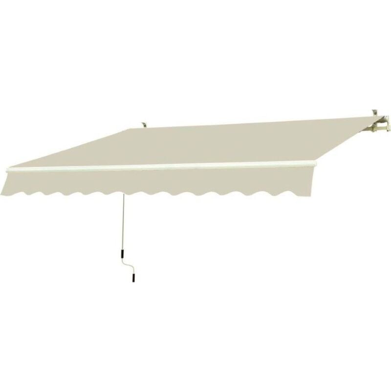 foto del prodotto tenda da sole estensibile 300 x 200 centimetri tenda parasole barra quadra tenda da sole con manovella colore beige rigato