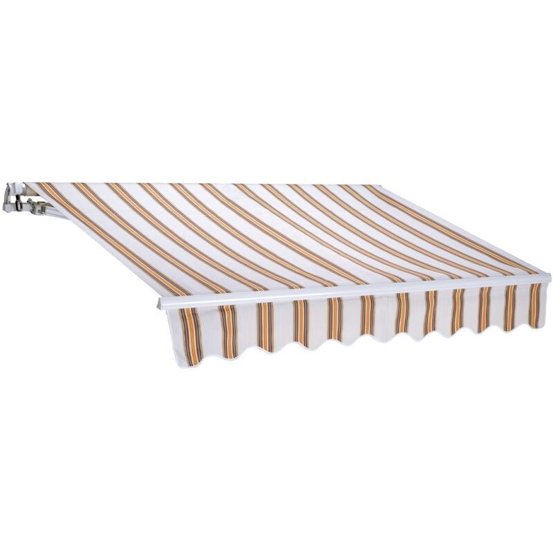 foto del prodotto tenda da sole estensibile 300 x 200 centimetri tenda parasole barra quadra tenda da sole con manovella colore beige rigato