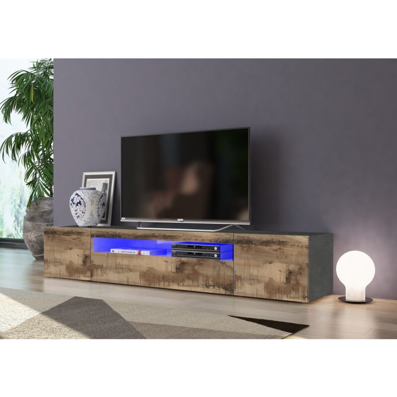 foto del prodotto mobile 200 basso porta tv soggiorno ardesia acero con 2 ante a ribalta