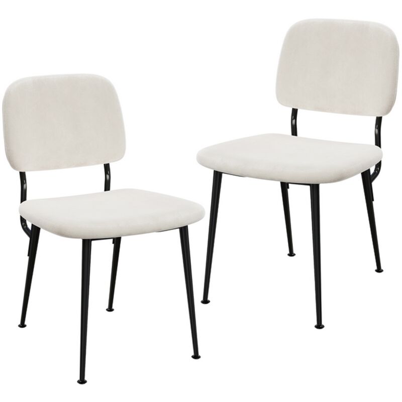 foto del prodotto set di 2 sedie da pranzo, sedie da soggiorno, sedie da cucina, sedie in velluto, mobili imbottiti, 48x45x77cm, bianco
