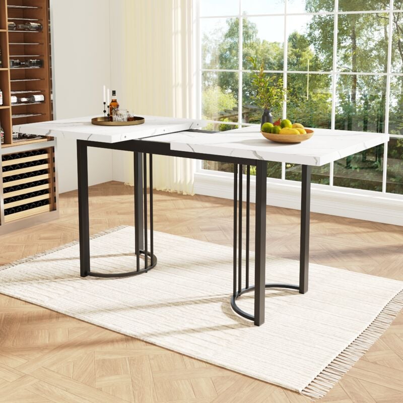 foto del prodotto okwish tavolo da pranzo telescopico 140 179,5 80cm , tavolo da pranzo estensibile, tavolo da cucina salvaspazio, struttura in metallo, tavolo da