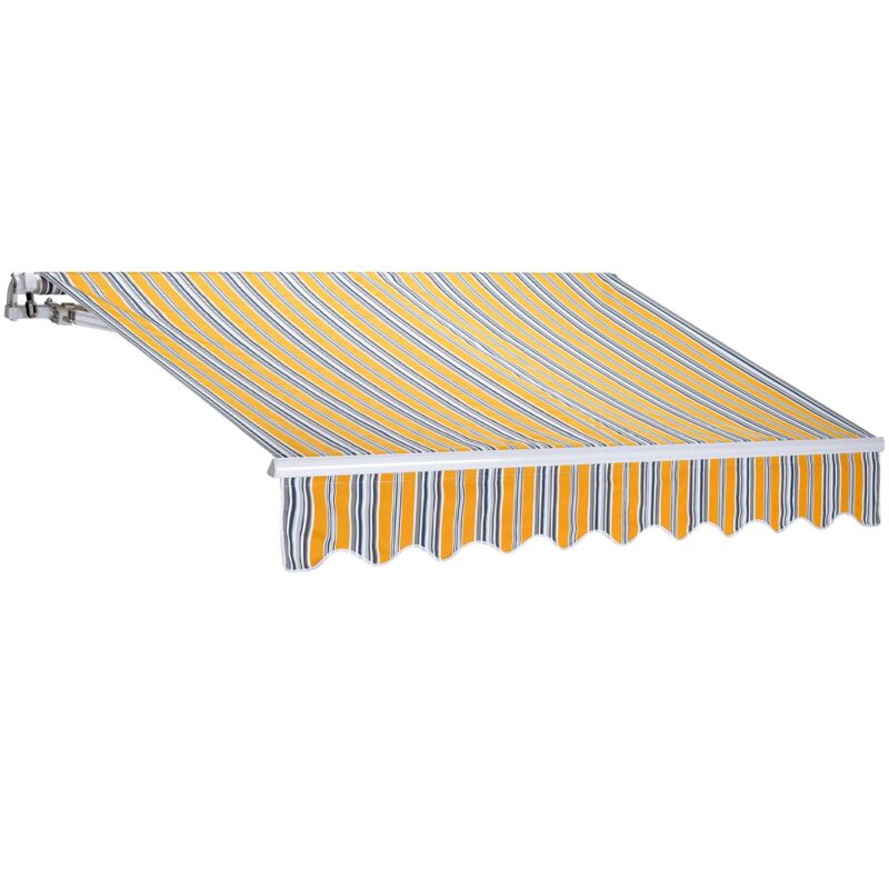 foto del prodotto tenda da sole estensibile 300 x 200 centimetri tenda parasole barra quadra tenda da sole con manovella colore giallo rigato