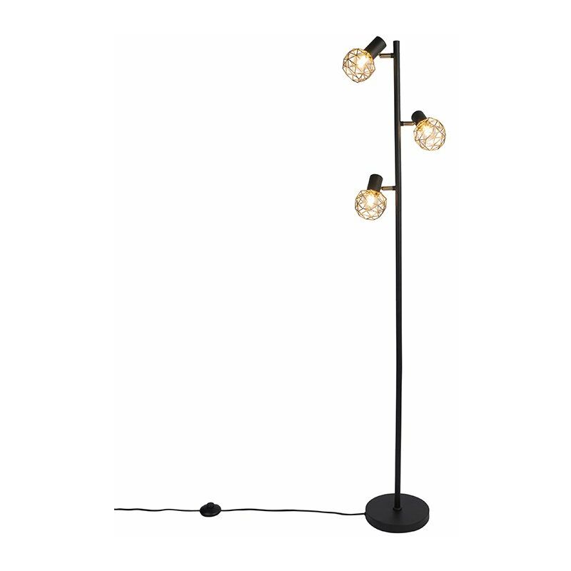 immagine 0 del prodotto qazqa lampada da terra mesh moderno acciaio oro ottone nero oblungo max. 3 x watt