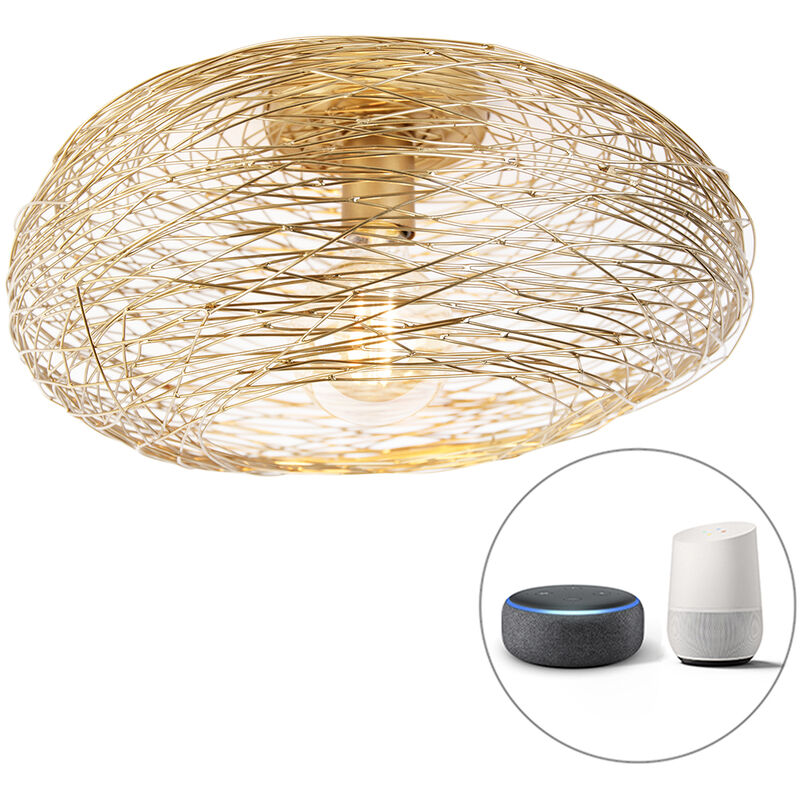immagine 0 del prodotto qazqa lampada da soffitto sarella design acciaio oro tondo e27 max. 1 x 4.9 watt