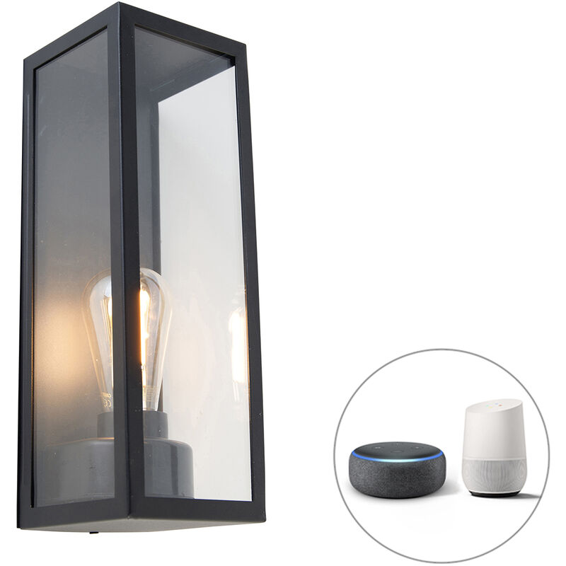 immagine 0 del prodotto appliques rotterdam moderno alluminio,vetro nero trasparente oblungo allungato e27 max. 1 x 7 watt qazqa