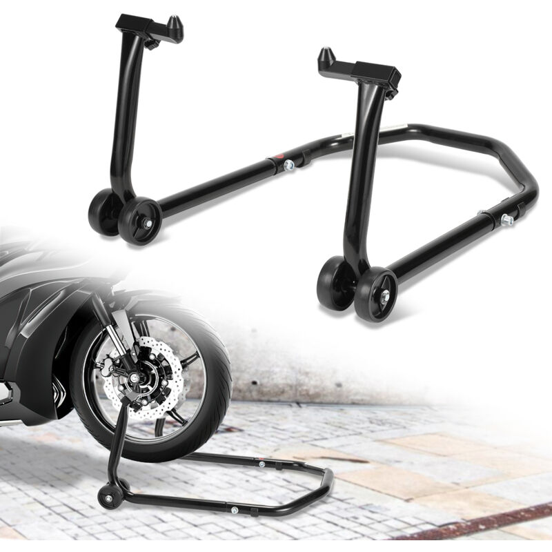 foto del prodotto cavalletto da officina per moto anteriore 300kg supporto ruote cavalletto sollevatore gamma sollevatore forcella nero hengda