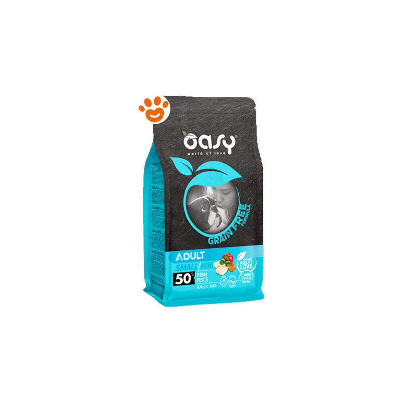 foto del prodotto dog grain free adult small mini pesce sacco da 2,5 kg oasy