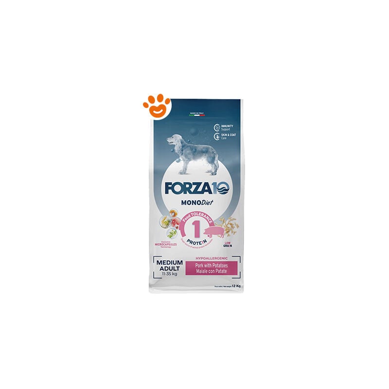 foto del prodotto dog monodiet medium adult con maiale e patate dog monodiet medium adult con maiale e patate sacco da 12 kg forza10