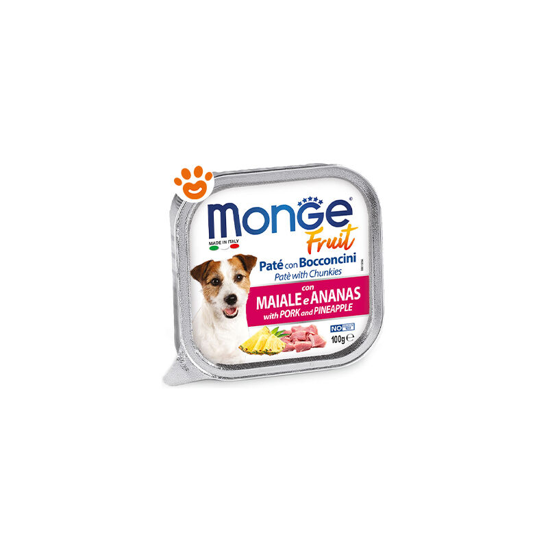 foto del prodotto dog fruit adult maiale e ananas dog fruit adult maiale e ananas vaschetta da 100 gr monge
