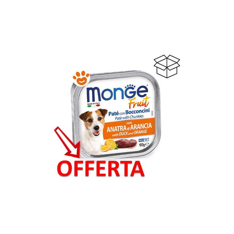 foto del prodotto dog fruit adult anatra e arancia dog fruit adult anatra e arancia vaschetta da 100 gr monge