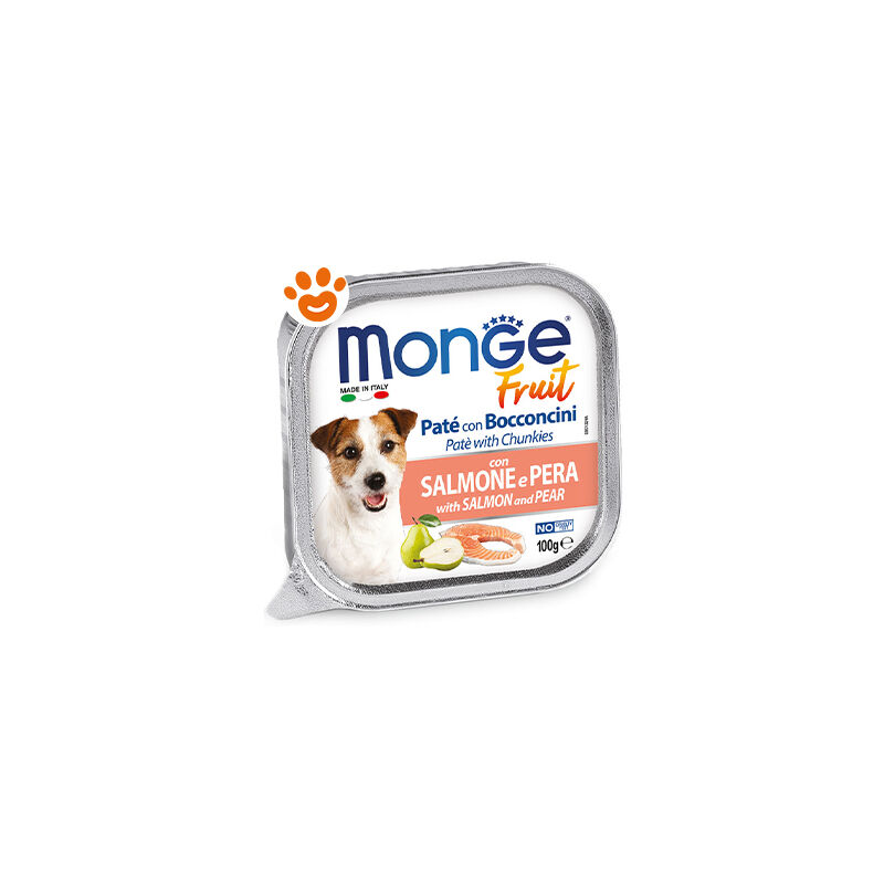foto del prodotto dog fruit adult salmone e pera dog fruit adult salmone e pera vaschetta da 100 gr monge