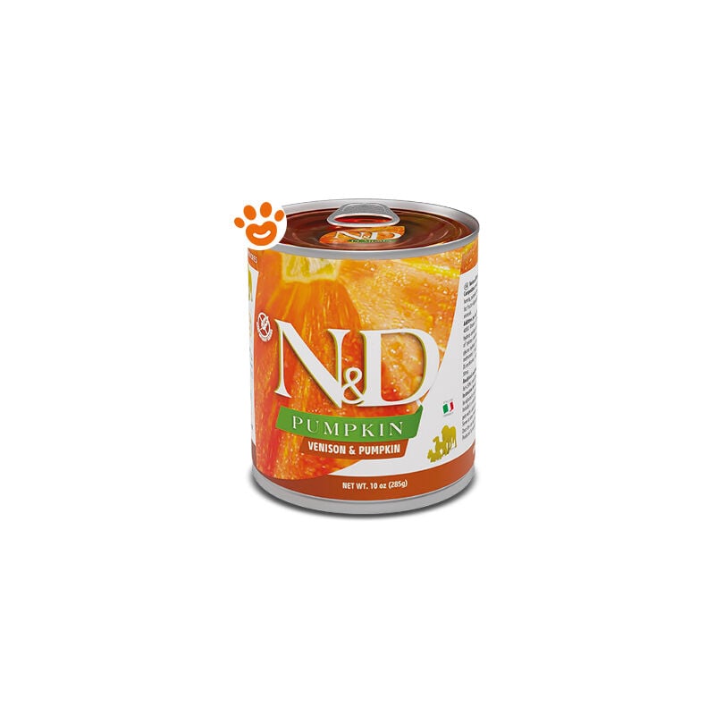 foto del prodotto dog n d pumpkin adult cervo e zucca dog n d pumpkin adult cervo e zucca lattina da 285 gr farmina