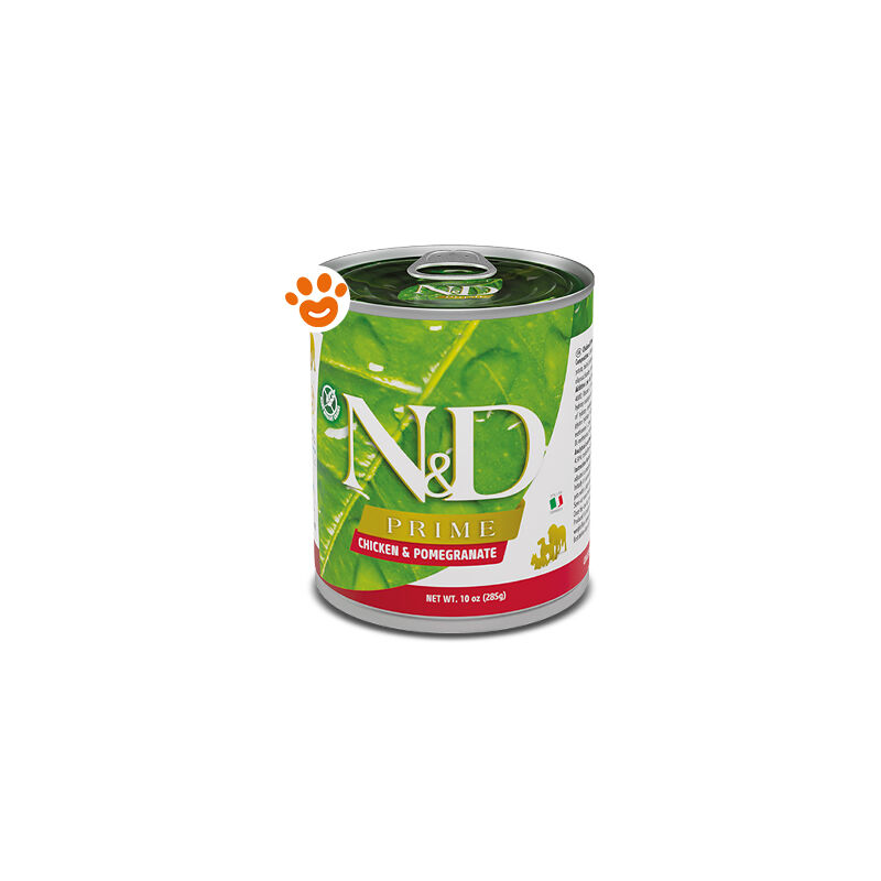 foto del prodotto dog n d prime adult pollo e melograno dog n d prime adult pollo e melograno lattina da 285 gr farmina