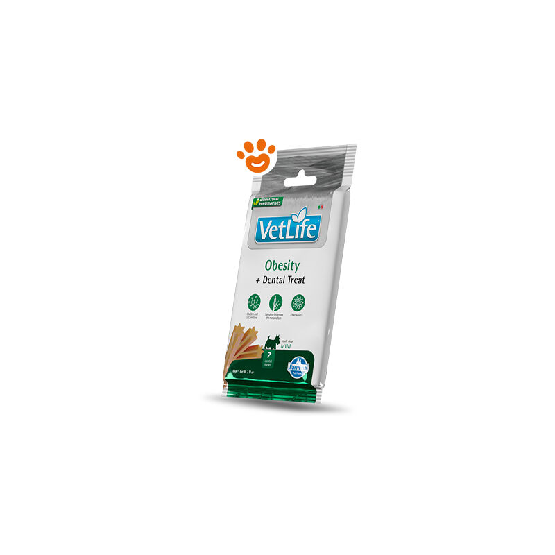 foto del prodotto dog snack dental treat vet life obesity mini dog snack dental treat vet life obesity mini confezione da 60 gr farmina