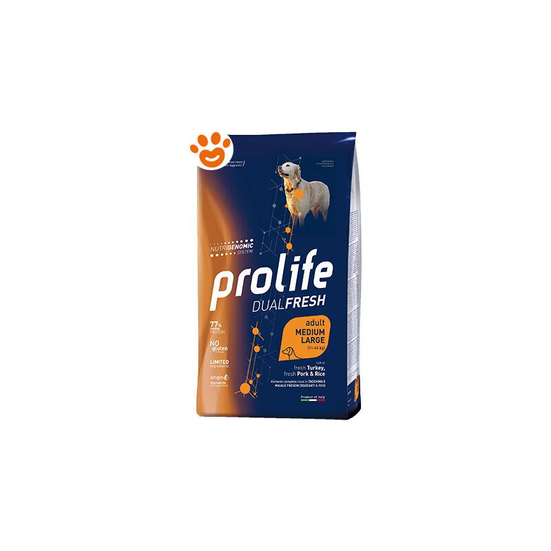 foto del prodotto dog dualfresh adult medium large tacchino, maiale e riso dog dualfresh adult medium large tacchino, maiale e riso sacco da 2,5 kg prolife