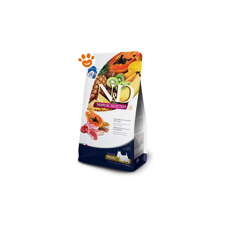 foto del prodotto dog n d tropical adult mini agnello dog n d tropical adult mini agnello sacco da 5 kg farmina