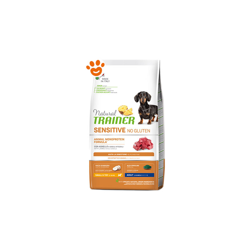 foto del prodotto natural dog sensitive no gluten adult small toy agnello natural dog sensitive no gluten adult small toy agnello sacco da 7 kg trainer