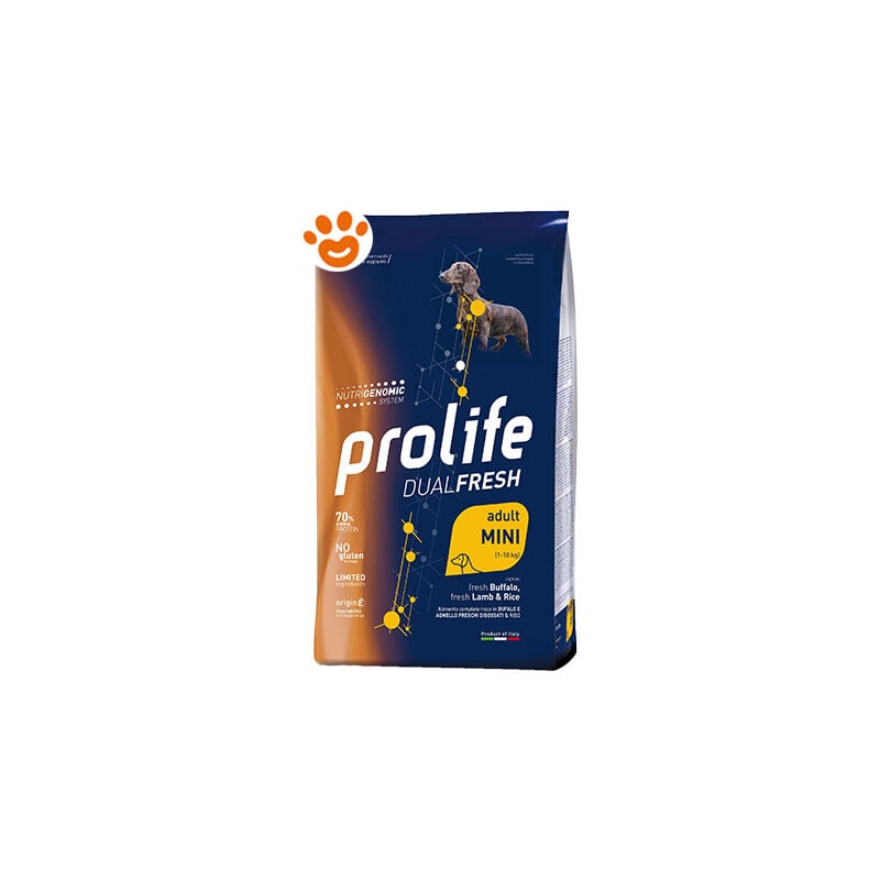 foto del prodotto dog dualfresh adult mini bufalo, agnello e riso dog dualfresh adult mini bufalo, agnello e riso sacco da 7 kg, sacco da 7 kg prolife