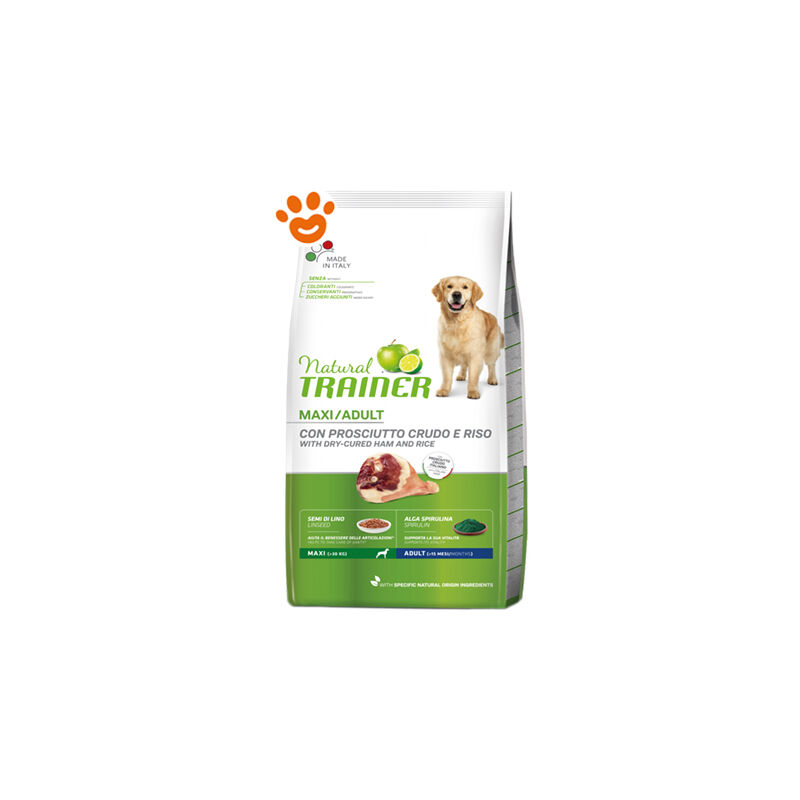 foto del prodotto trainer natural dog adult maxi prosciutto natural dog adult maxi prosciutto sacco da 12 kg