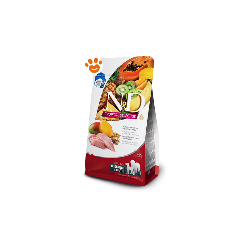 foto del prodotto dog n d tropical adult medium maxi pollo dog n d tropical adult medium maxi pollo sacco da 10 kg farmina