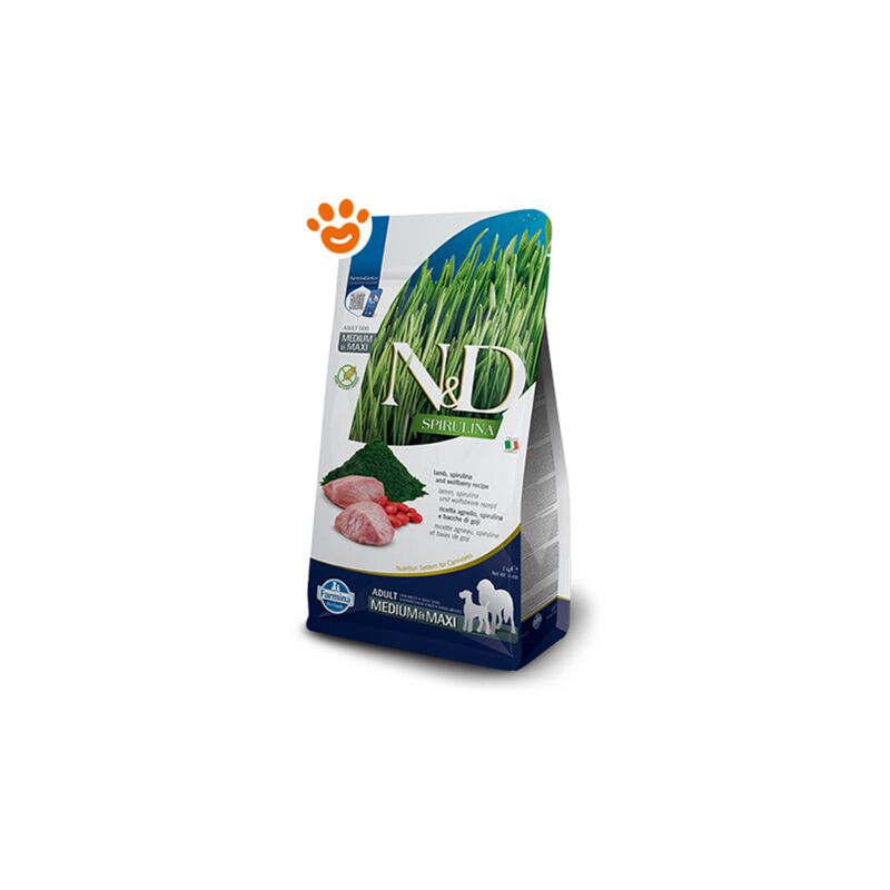 foto del prodotto dog n d spirulina adult medium maxi agnello dog n d spirulina adult medium maxi agnello sacco da 7 kg farmina