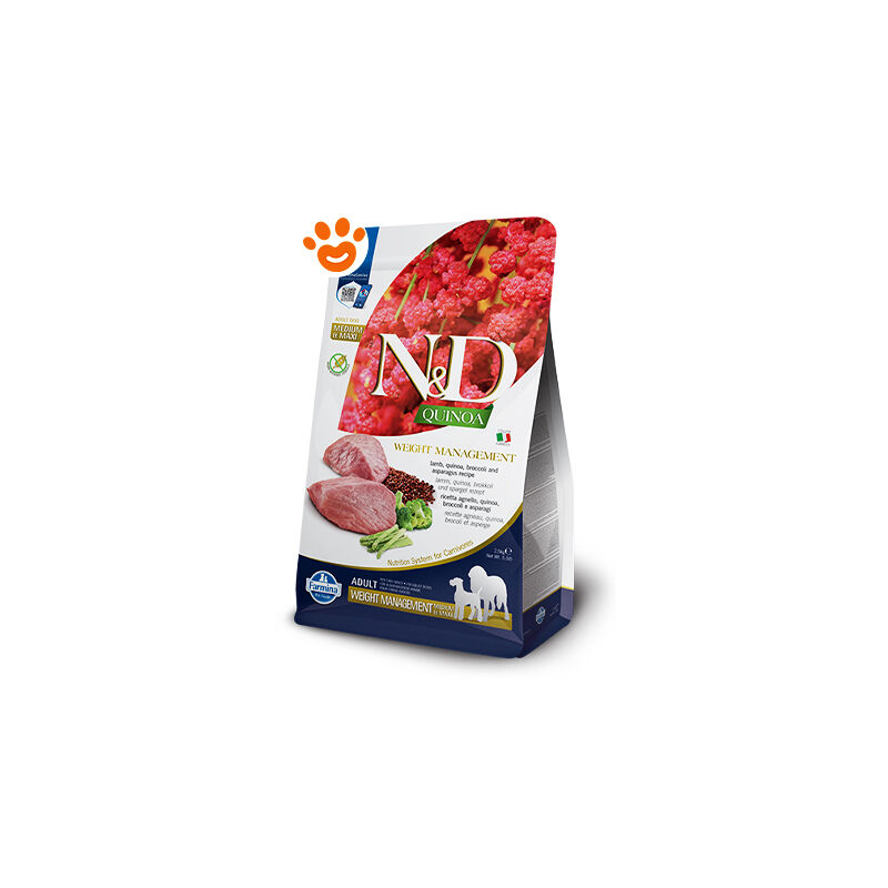 foto del prodotto farmina dog n d quinoa weight management adult medium large agnello dog n d quinoa weight management adult medium large agnello sacco da 7 kg