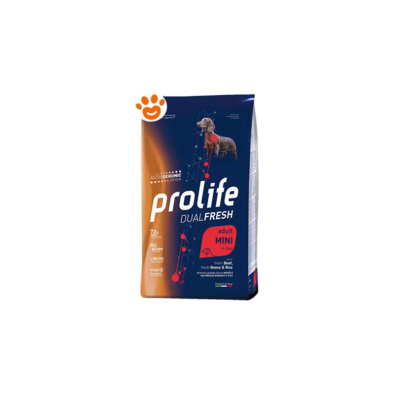 foto del prodotto dog dualfresh adult mini manzo, oca e riso dog dualfresh adult mini manzo, oca e riso sacco da 600 gr, sacco da 600 gr prolife
