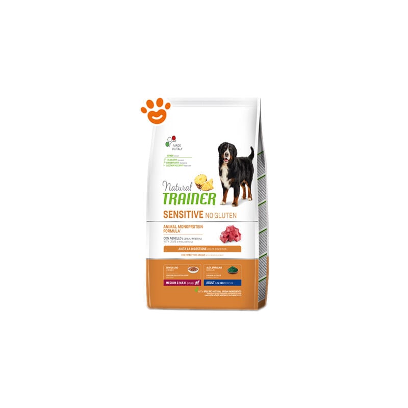 foto del prodotto trainer natural dog sensitive no gluten adult medium maxi agnello natural dog sensitive no gluten adult medium maxi agnello sacco da 12 kg