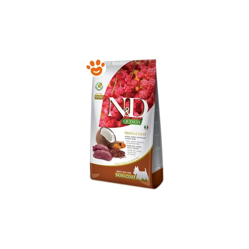 foto del prodotto dog n d quinoa skin coat adult mini cervo dog n d quinoa skin coat adult mini cervo sacco da 800 gr farmina