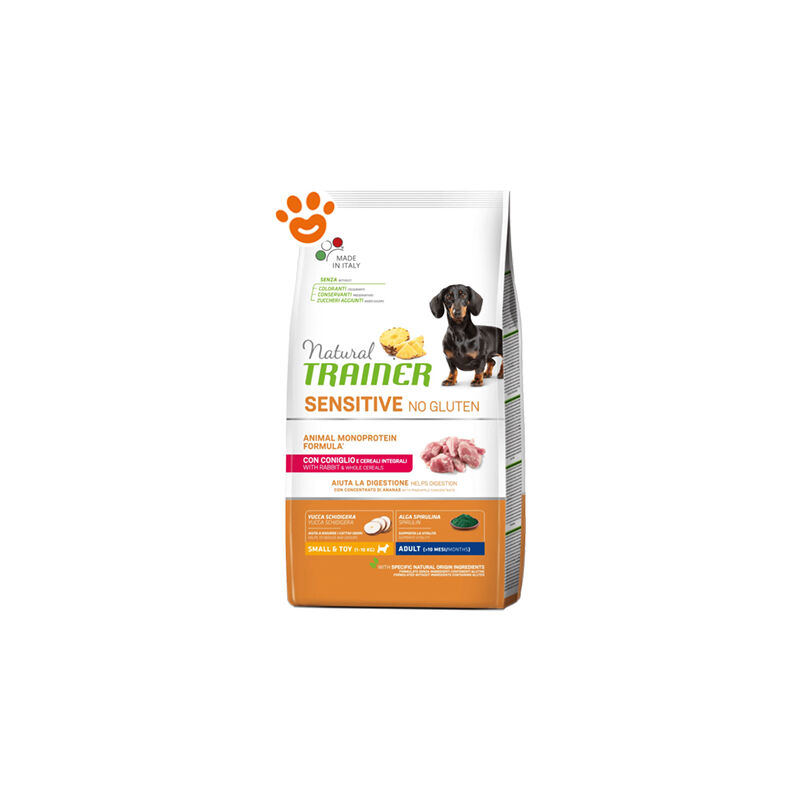 foto del prodotto trainer natural dog sensitive no gluten adult small toy coniglio natural dog sensitive no gluten adult small toy coniglio sacco da 2 kg