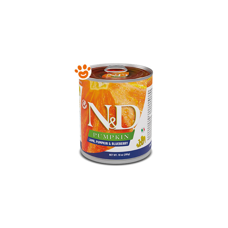 foto del prodotto farmina dog n d pumpkin adult agnello, zucca e mirtillo farmina dog n d pumpkin adult agnello, zucca e mirtillo lattina da 285 gr