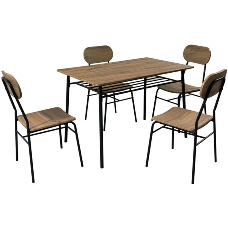 foto del prodotto industrial tavolo 4 sedie metal quercia