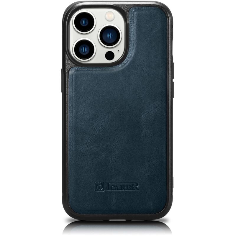 foto del prodotto custodia rivestita in pelle naturale per iphone 14 pro leather oil wax, blu navy