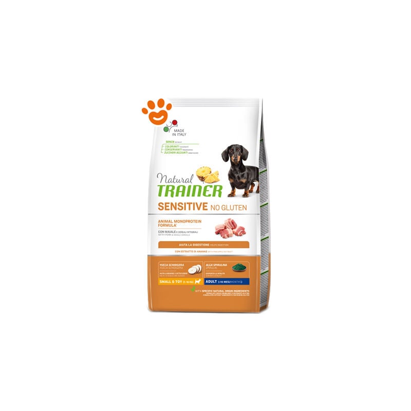 foto del prodotto natural dog sensitive no gluten adult small toy maiale natural dog sensitive no gluten adult small toy maiale sacco da 2 kg trainer