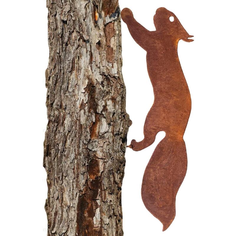 foto del prodotto lrapty scoiattolo per albero decorazione da giardino in metallo 30 cm patina ruggine naturale