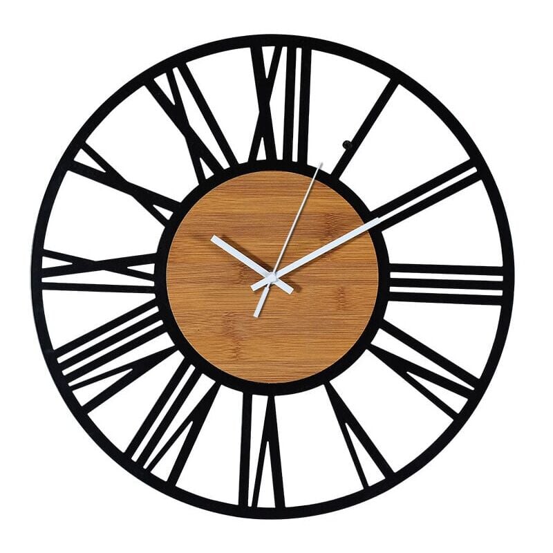 foto del prodotto aiperq orologio da parete industriale vintage in legno nero, silenzioso, soggiorno 40 cm, confezione