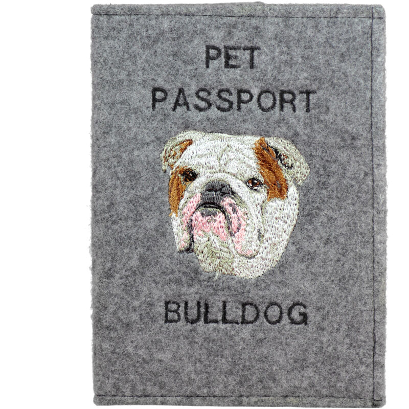 foto del prodotto bulldog portapassaporto per cani, portadocumenti, regalo da viaggio di art dog